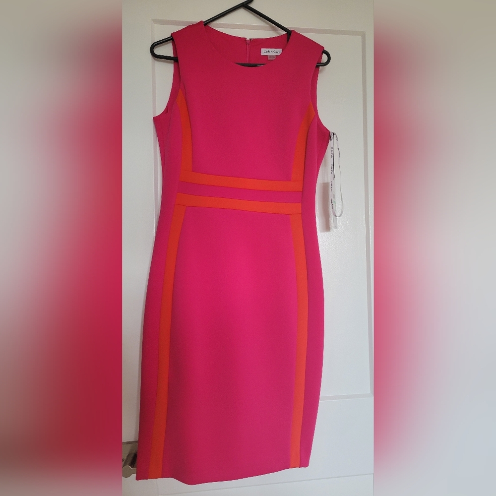 Calvin Klein Dress. Fuccia and Orange. Size 8
